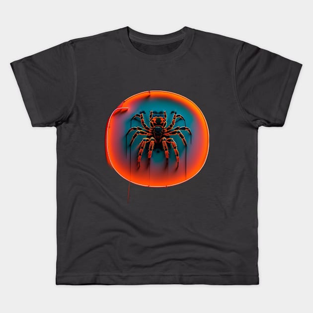 Tarantula Neon Sign Kids T-Shirt by The Illegal Goat Company